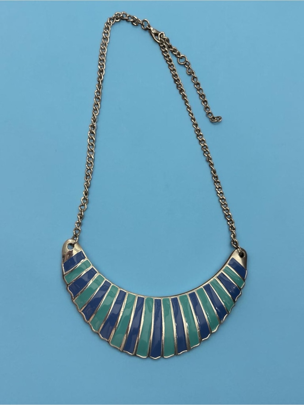 Blue & Teal Statement Bib Necklace - Women Jewelry Necklaces - Picture 4 of 4